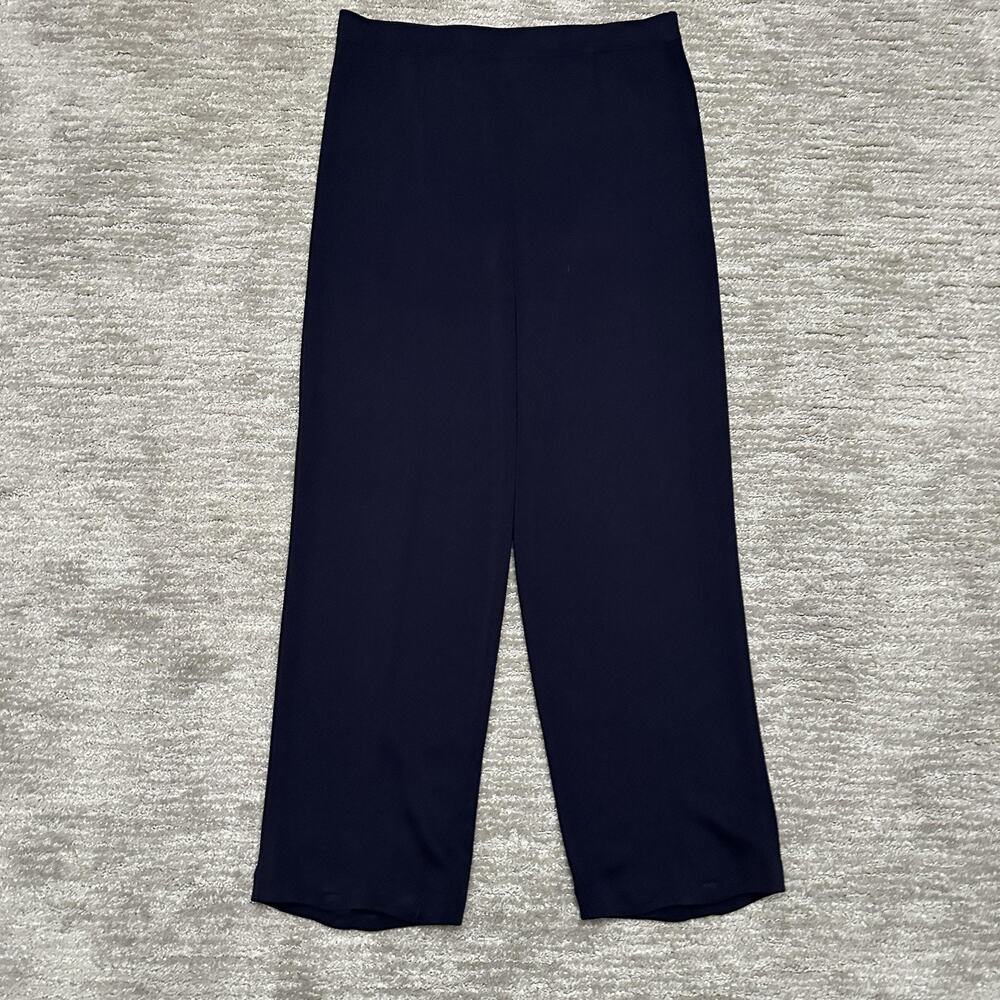 Misook Pants Womens Medium Blue Knit Pull On Straight Leg Dressy Work Office